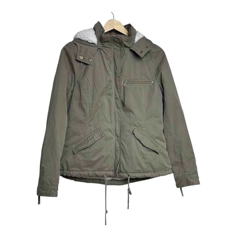 Cotton On Olive Green Sherpa Lined Hooded Utility Anorak Jacket‎ Women's